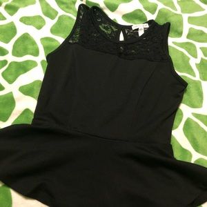 Black Lace Peplum Top